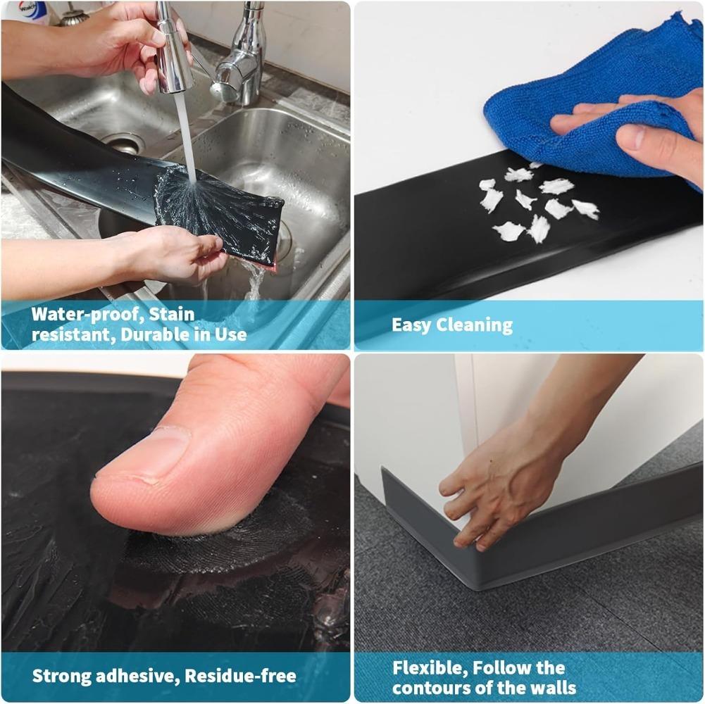 1 Stück 1M Flexible Sockelleiste, 4 Zoll Selbstklebende Vinyl-Wand Sockelleiste, Abziehbar und Aufklebbar Hohlkehl Sockelleiste, Gummi Sockelleiste