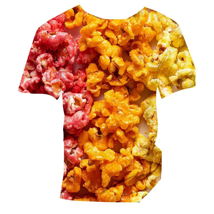 Kids 3D Popcorn Food Print Round Neck Short Sleeve T Shirt Oversized Outdoor Daily Casual Top