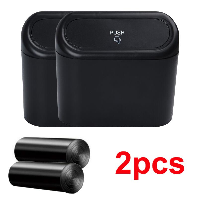 Car Trash Bin Hanging Vehicle Garbage Dust Case Storage Box Plastic Pressing with Lid Waterproof Can for Tesla Auto Accessories