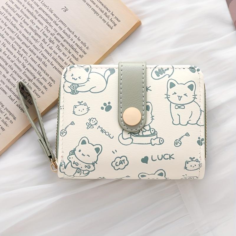 Printed Cute Bear Women s Wallet, Original Minimalist Japanese Style Tri-Fold Snap Closure Student Short Women s Coin Purse Clutch 1pc