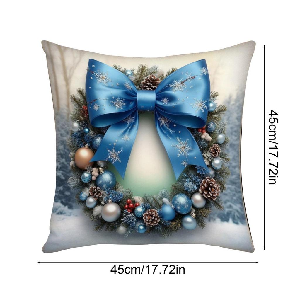 Christmas Embroidered Pillow Covers Set of 4 Santa Deer Snowman Cushion Cases Winter Holiday Sofa Decor (No Insert)