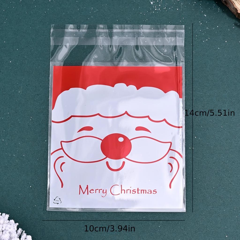 100pcs Christmas Handle Bag for Candy Chocolate Cookie Nougat Biscuit Xmas Packing Gift