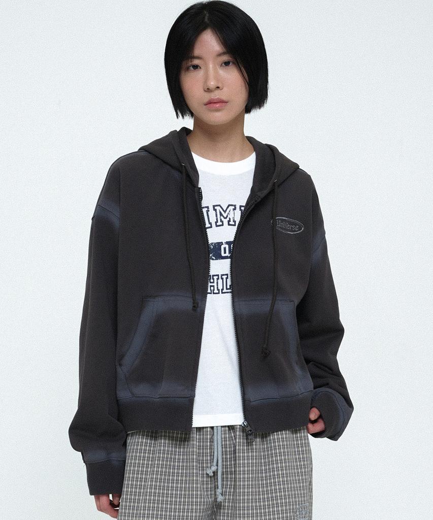 Universe Garment Spray Zip-Up Hoodie_Charcoal