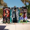 Modern Soccer Sport Player Portrait Bath Towel Microfiber Soft Water Absorbing Breathable For Girl Kids Decorative Beach Towel