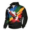 Men's Casual Quarter-Zip Stand Collar Sweatshirt with Christmas Print for Holiday Wear