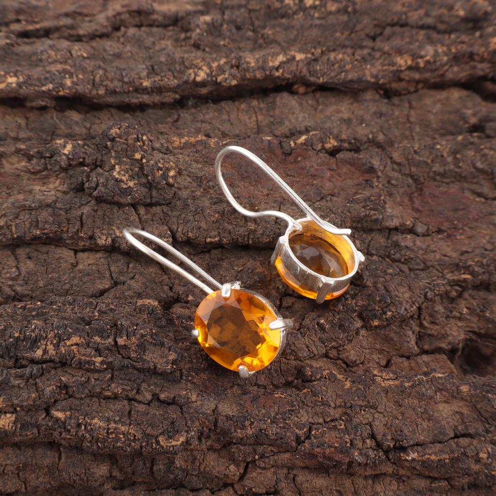 Attractive Citrine Earrings Gemstone Jewelry, 925 Solid Sterling Silver Earrings, Handmade Jewelry Birthstone Earrings, Gift For Love