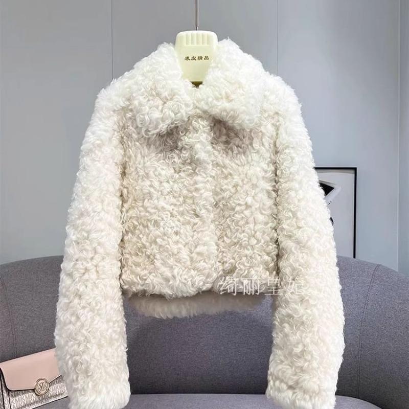 Autumn and Winter New Imitation Lamb Wool Short Fur Coat Women's Thickened Fashion Imitation Wool Roll Coat