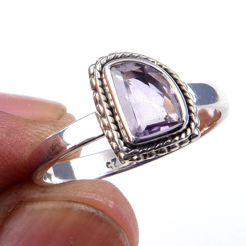 

Natural Pink Amethyst Gemstone Handmade 925 Solid Sterling Silver Ring S.7 S5k20