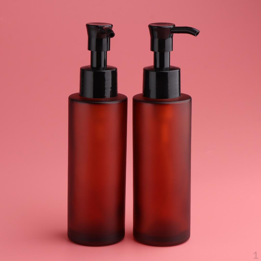 Of 2Pcs Refillable Glass Pump Bottles for Dispensing Lotions, Shampoos and Massage Oils