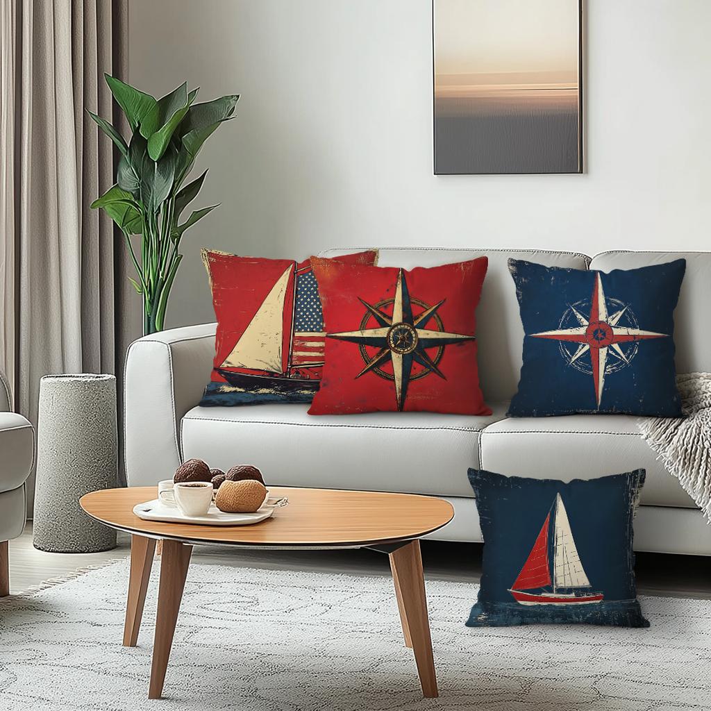Navigation Compass Cushion Pillowcase Printed Polyester 45x45cm Throw Pillowcover Decorative Sofa Cushion Pillowslip Home Decor