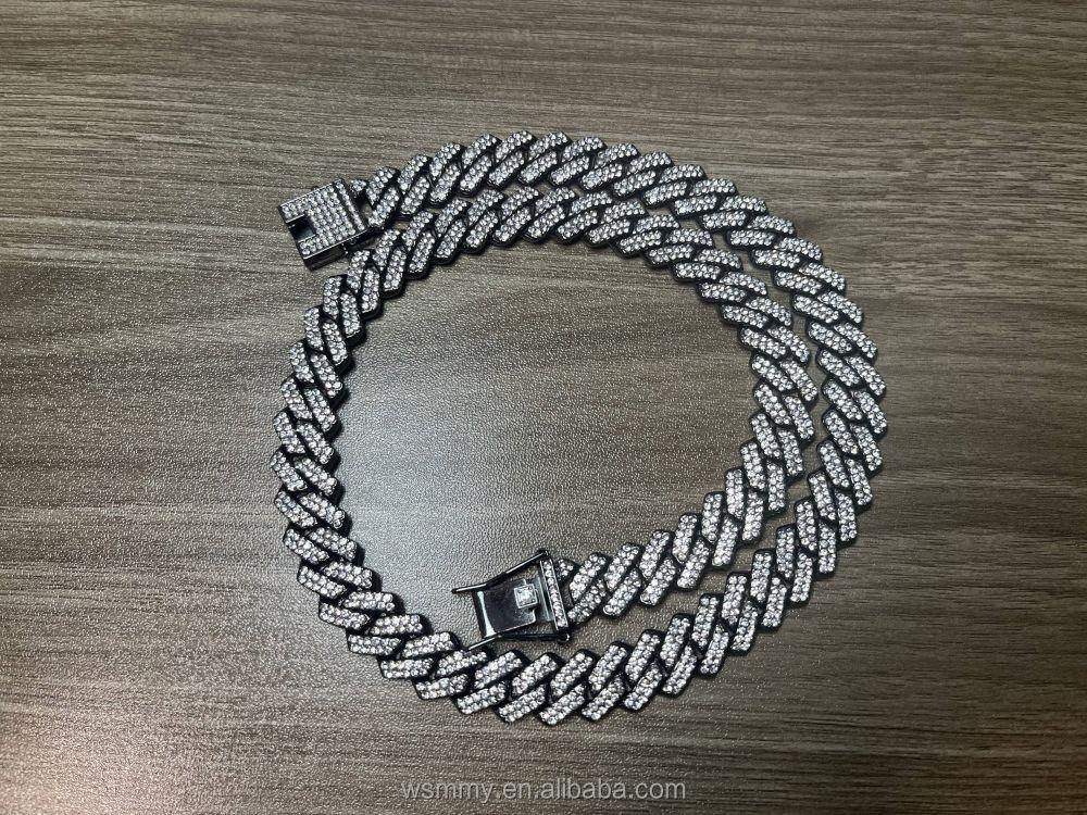 New Design Rhinestone Diamond Necklace for Men Mixed Inlaid Gold Iced Out Baguette Cuban Link Chain