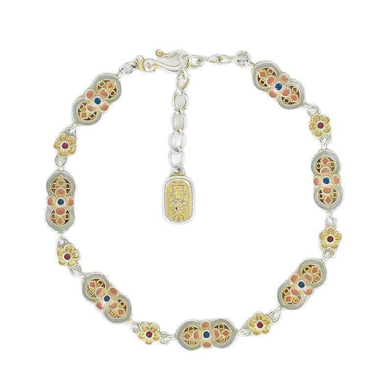 Fashion Four-flower Gold-painted Gourd Color Bracelet, Flowery Ruyi New Chinese Bracelet 2026 Resizable