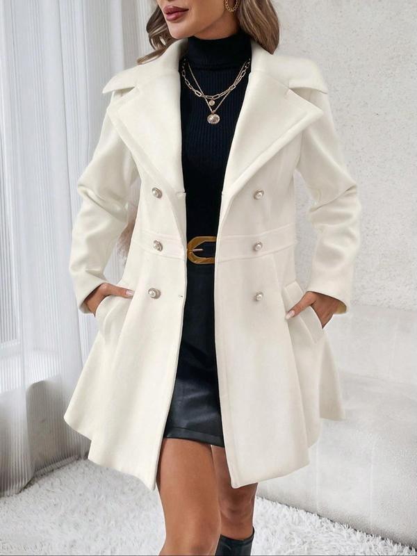 European & American Women's Double-Breasted Woolen Coat - Autumn/Winter Fashionable Style