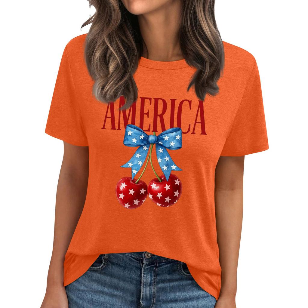 Top Tricou cu Mânecă Scurtă Imprimat cu Gât Rotund pentru Femei