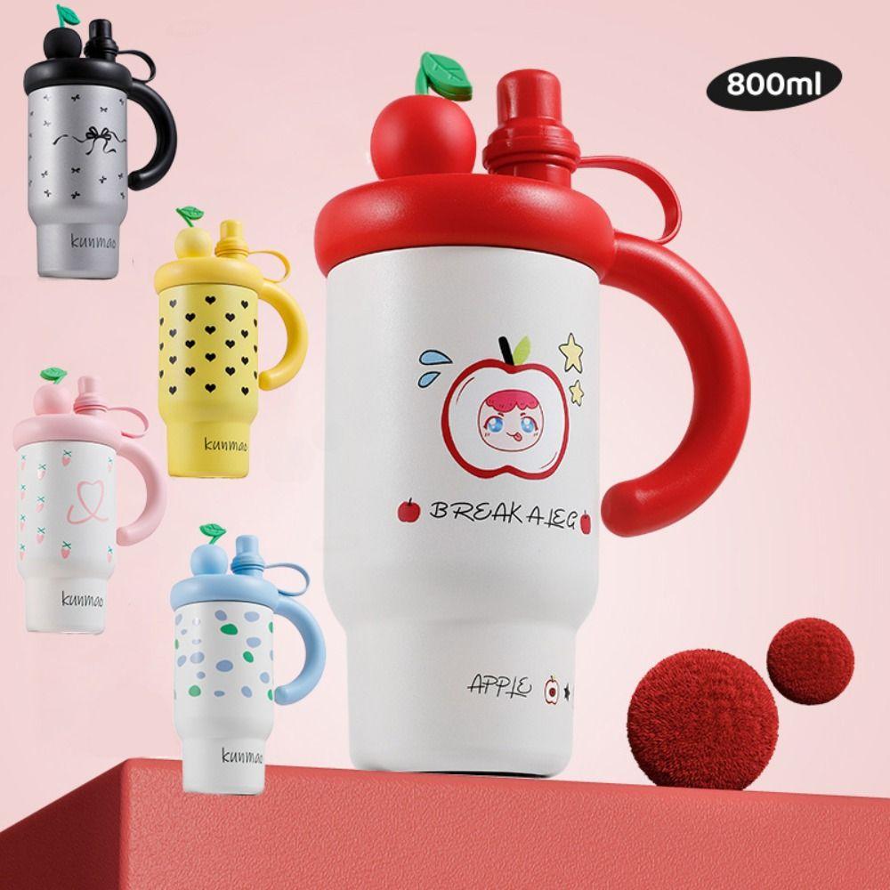 

800ml Travel Thermal Coffee Mug Stainless Steel Vacuum Flask Fashion Insulated Water Bottle чорний