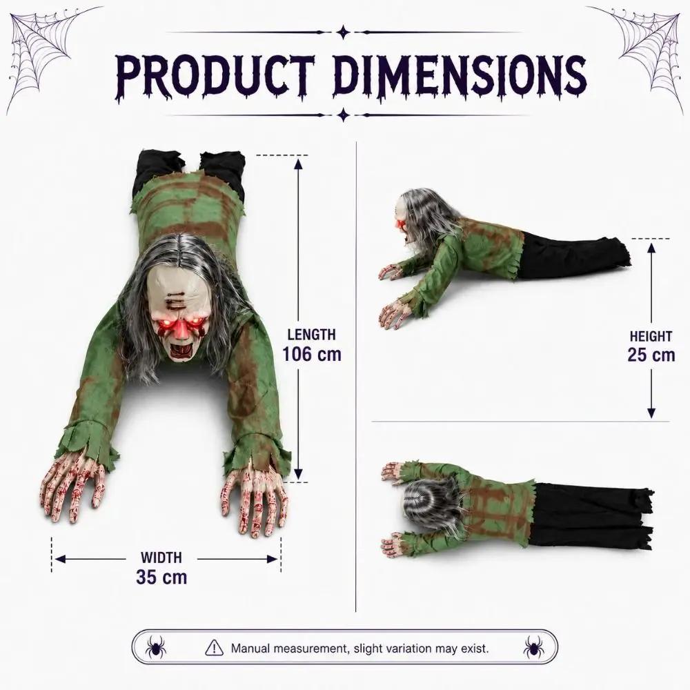 Fantasma Rampicante Elettrico di Halloween Testa Calva Occhi Luminosi Zombie Rampicante Figura Realistica Mobile Stanza degli Enigmi Fantasma Rampicante