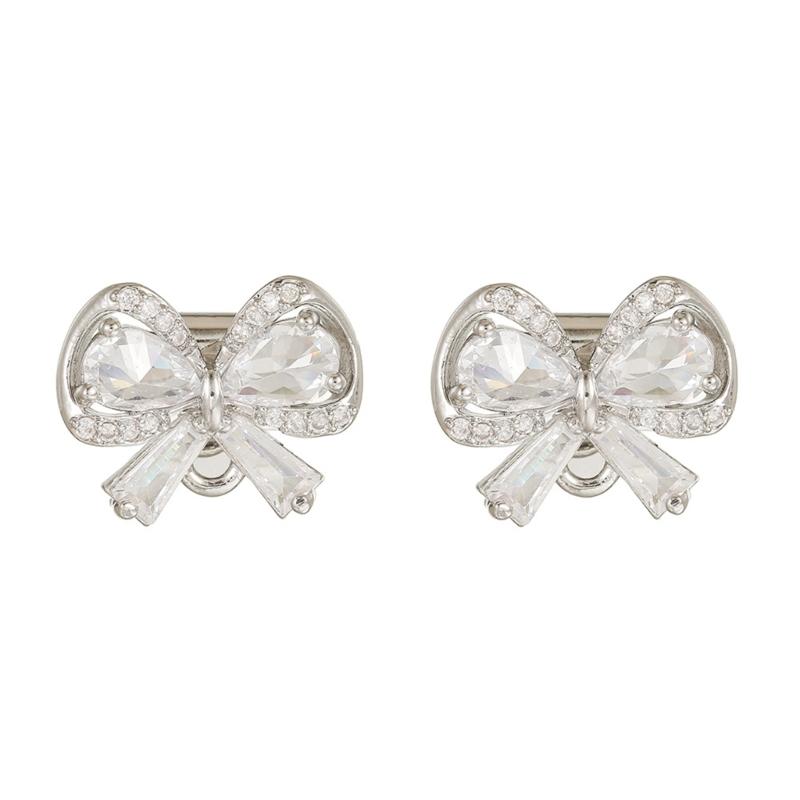 Stylish Metal Bows Decor Adorned with Zircon Stones Embellished Bows Clip On Charm for Freeclip 1/2 Wireless Earphones
