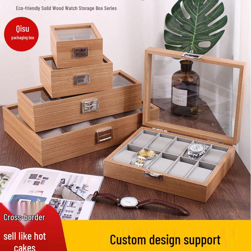 Cross-Border Bamboo Wood Watch and Jewelry Storage Box