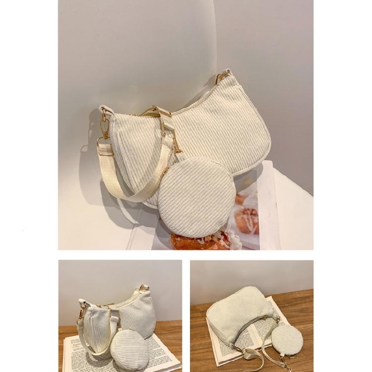 Corduroy Shoulder Bag with Mini Coin Pouch Crossbody Bags for Your Necessities