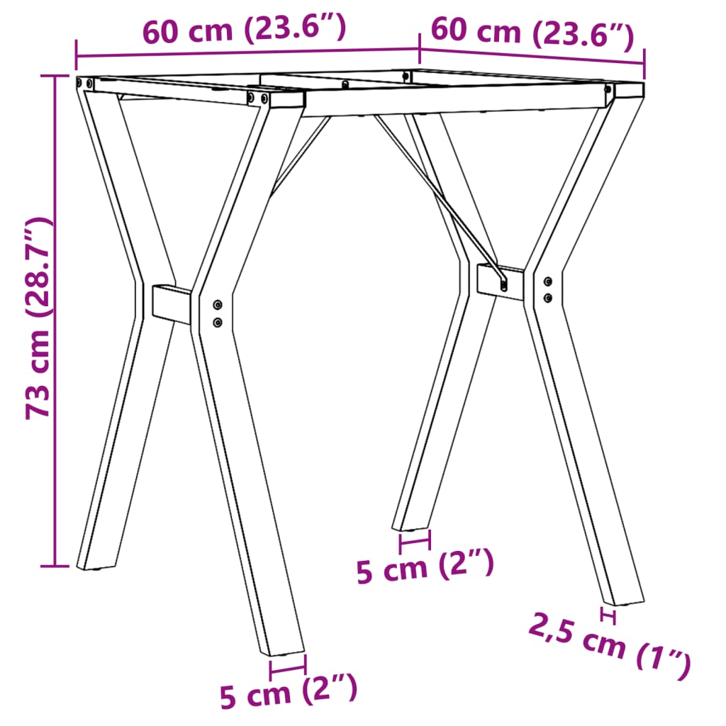 vidaXL Y Shaped Dining Table Base 60 x 60 x 73 cm Steel