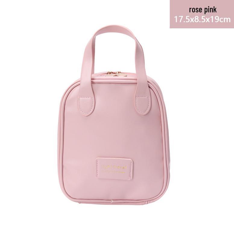 Waterproof PU Large Capacity Women's Makeup & Toiletry Bag with Partitioned Layers and Sturdy Design