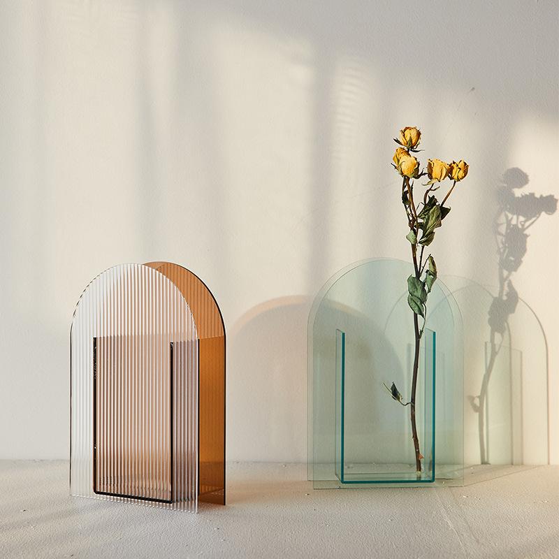 Acrylic Vase 3D Geometry Acrylic Flower Pot Unique Tabletop Decoration Plant Flower Container Home Office Wedding Centerpiece