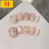 10Pcs Hamdmade Press on Nails Cat Eye Pink Hand-Painted Bouquet Cat Fake Nail Bean Nails Detachable Wearable Nail for Women