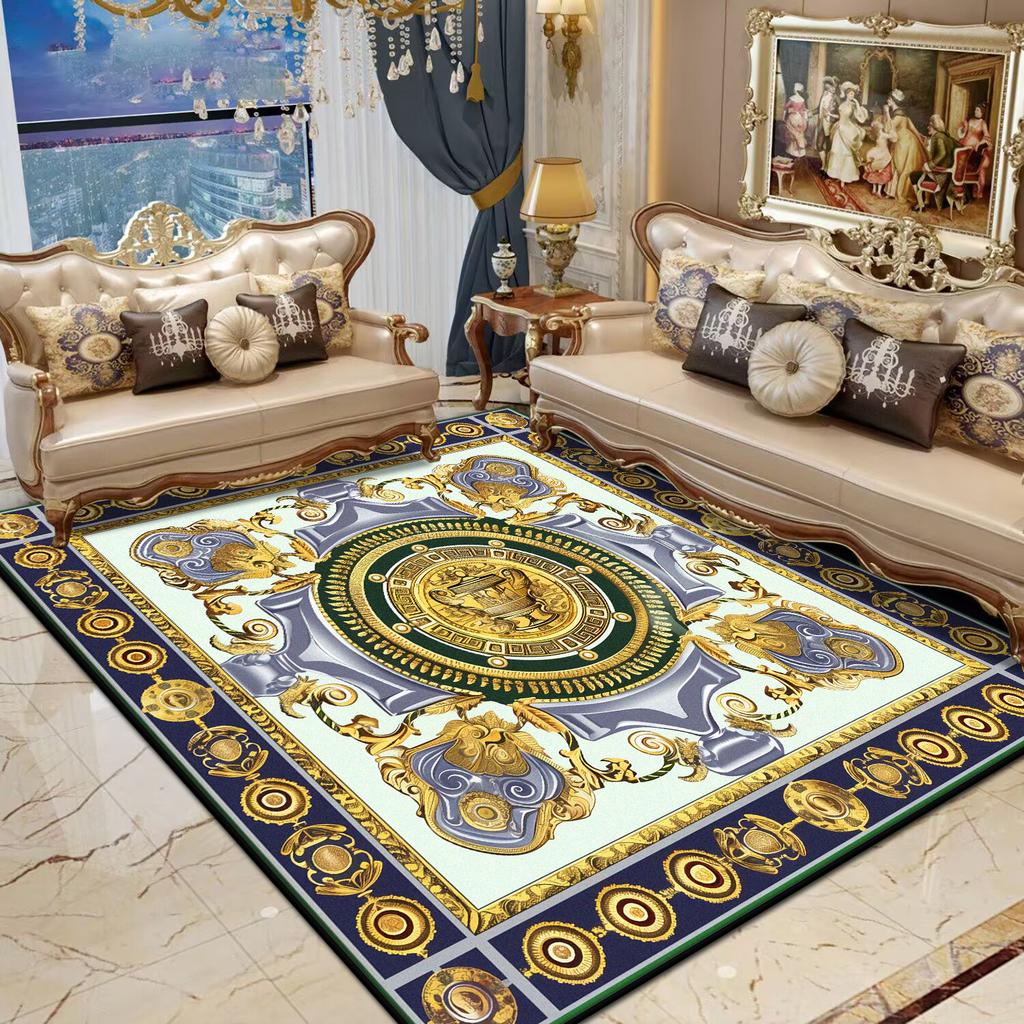 European Style Non-slip CARPET FOR LIVE ROOM Light Luxury Gold Large Rug Washable room decor European Tatami Mat Floor Mats