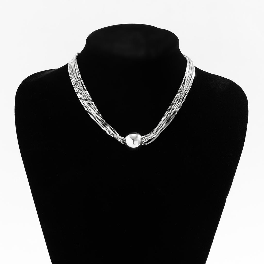 Übertriebene Verdrehte Klobige Kettenhalskette für Damen Punk Großer Kugelanhänger Choker Schlüsselbein-Glied Grunge Schmuck Steampunk