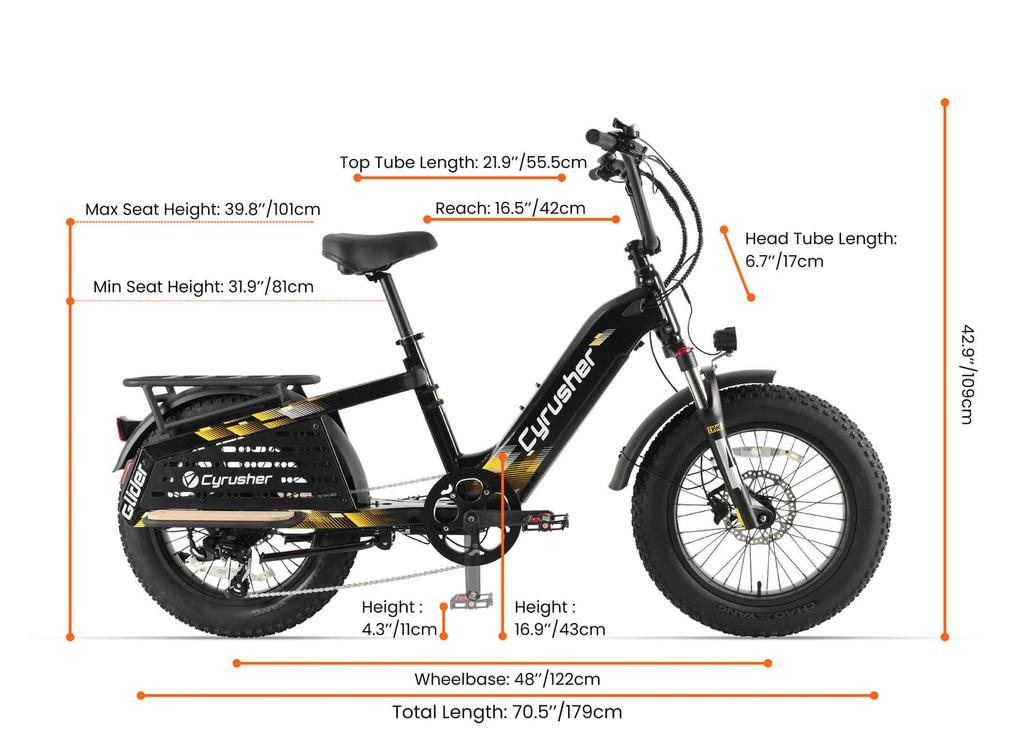 Cyrusher Glider Electric Cargo Bike with 52V 15.6AH Battery