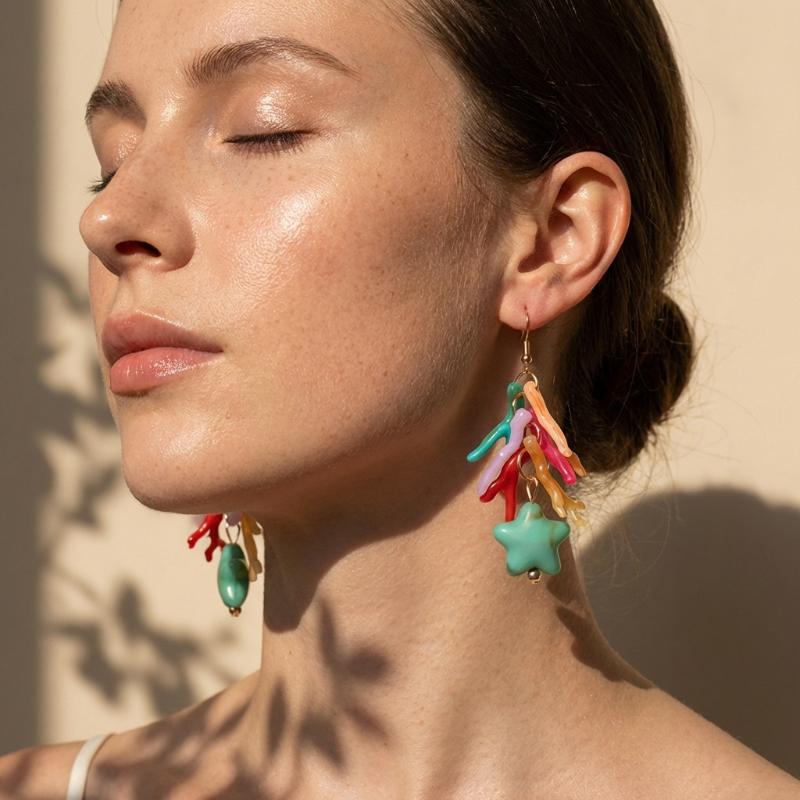 Bohemian Starfish Pearl Drop Earrings Vintage Gold Beach Jewelry For Women Summer Vacation Accessories