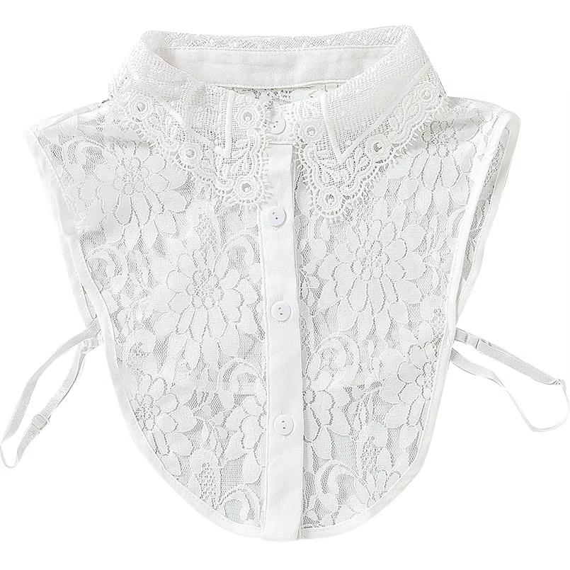 Girls Hollow Out Lace Shirt Detachable Fake Collar Shirt Lapel Blouse Top Adjustable Women Clothes Ladies False Collar Decor