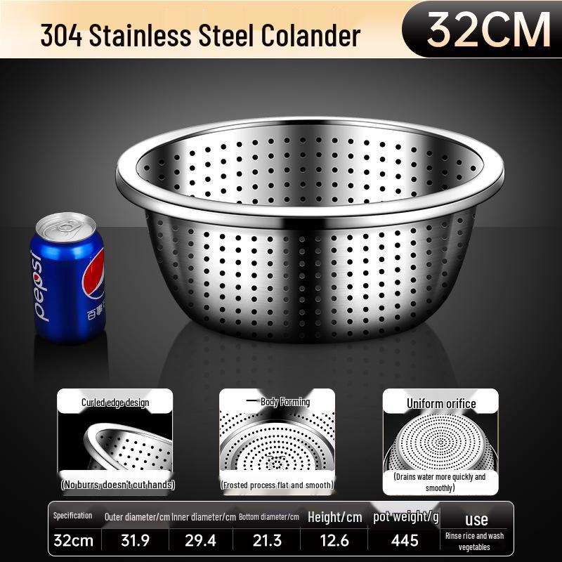 Extra Thick 304 Stainless Steel Household Deep Soup and Mixing Basin