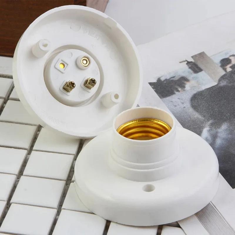 2/6/10PCS PC E27 Screw Cap Socket White Ceiling Light Lamp Bulb Fixing Base Stand Light Bulb Holder Spiral LED Bulb Base