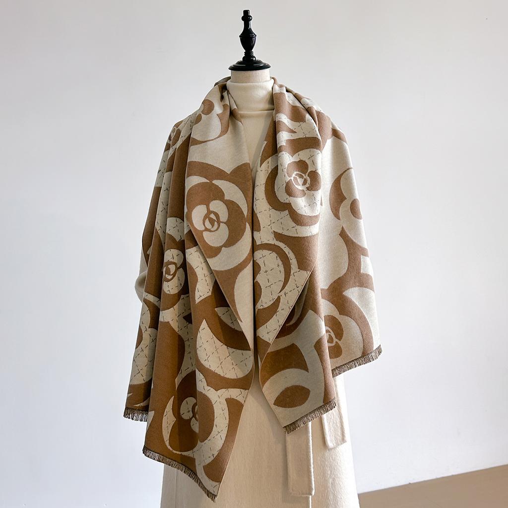 Luxury Winter Cashmere Scarf Women  Warm Pashmina Blanket Poncho Scarves Fashion Flower Shawl Thick Foulard Bufanda