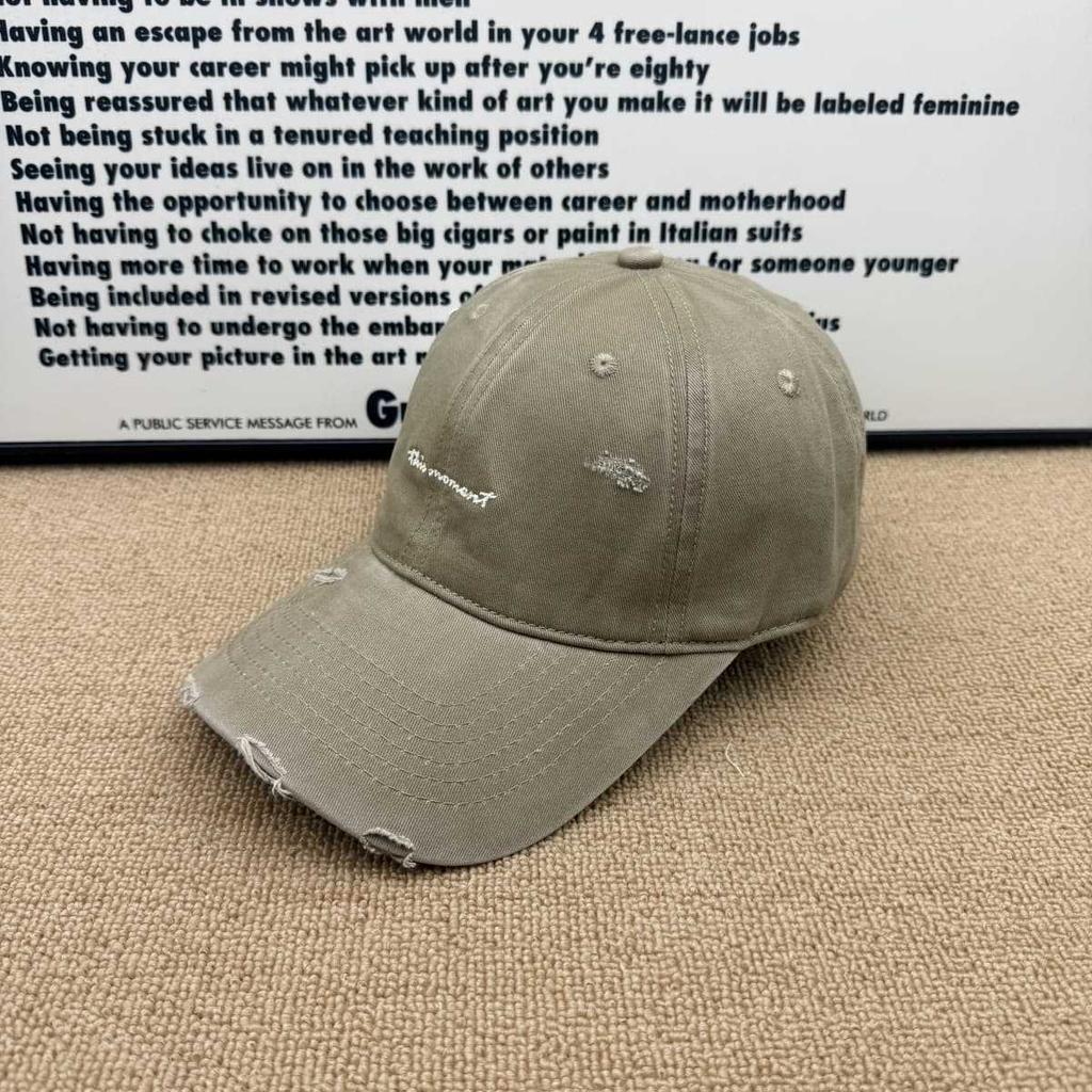 Soft Top Old Ripped Baseball Cap Women's Ins Wind Versatile Embroidered Letters Sunshade Face Small Cap