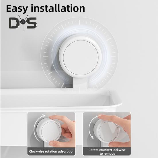 Wall Mounted Suction Cup Storage Rack Strong Load-bearing Easy to Install Bathroom Caddy Soap Makeup Storage Shelf