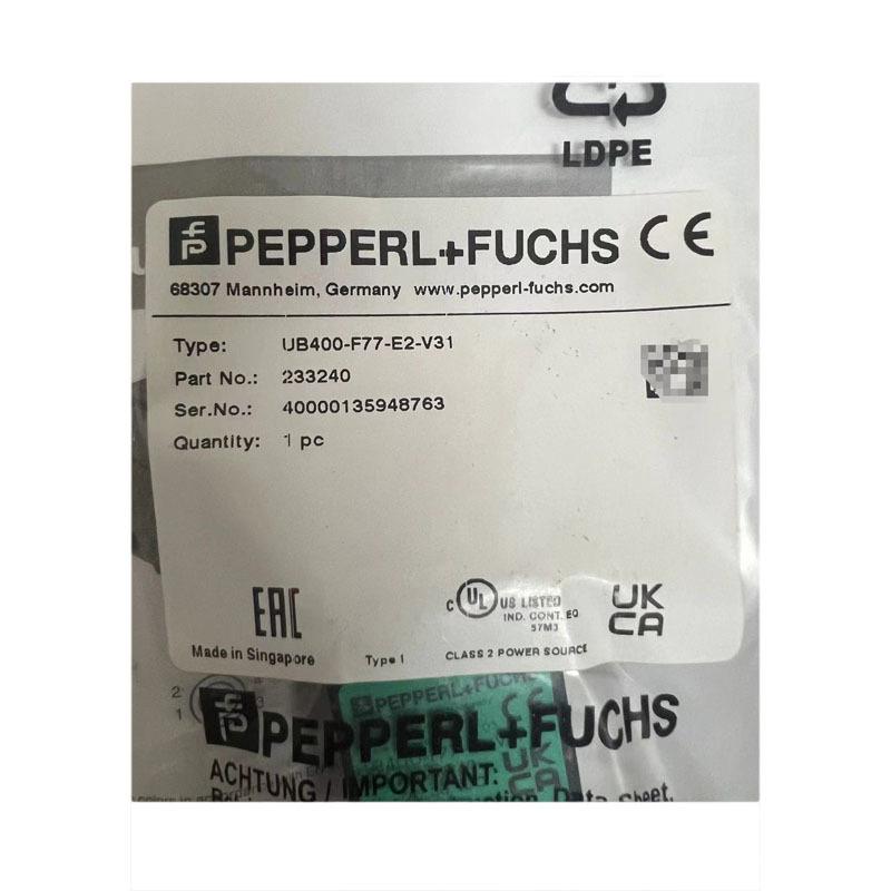 PEPPERL+FUCHS Ultrasonic Sensor UB400-F77-E2-V31 UB400-F77-E2-V31