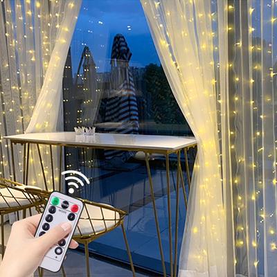 LED Κουρτίνα Fairy String Χριστουγεννιάτικο Φωτιστικό USB Power Festoon Φωτιστικό γιρλάντα με τηλεχειριστήριο Διακόσμηση παραθύρου κρεβατοκάμαρας κήπου