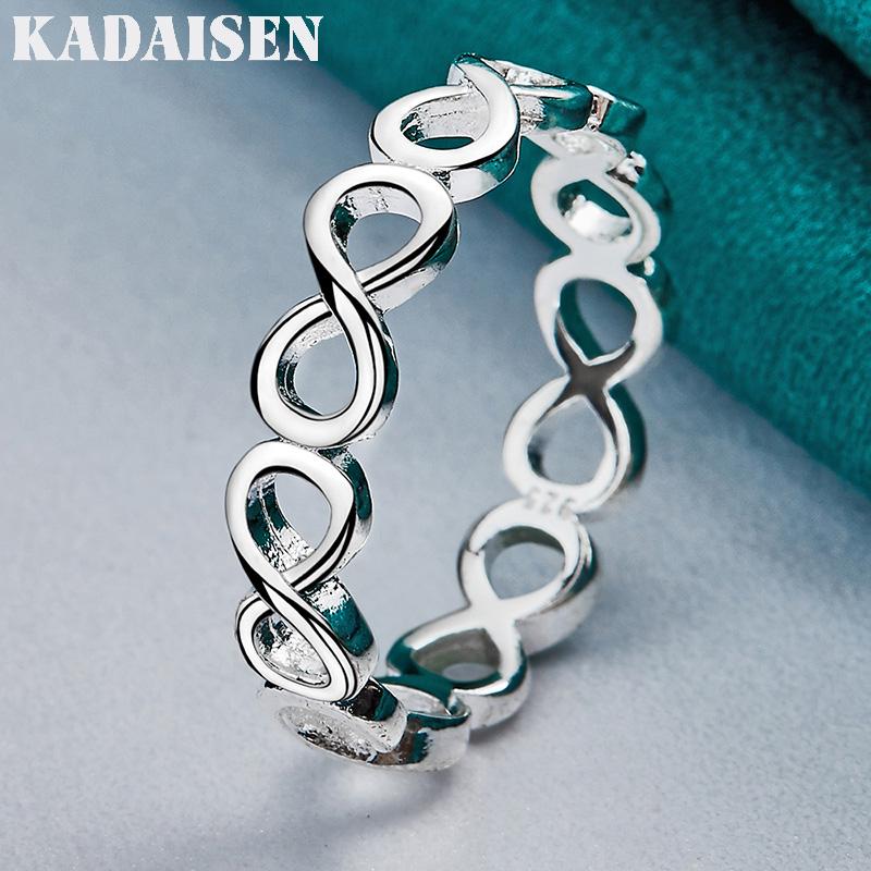 925 Sterling Silver 8 Words 7-10# Ring for Women Wedding Charm Engagement Fashion Jewelry