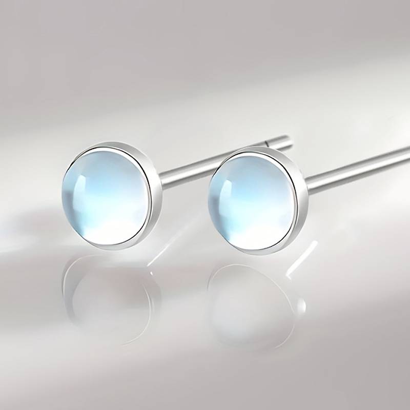 

Huitan Simple Elegant Imitation Moonstone Stud Earrings for Women Daily Versatile Accessories Elegant Party Trendy Lady Zircon