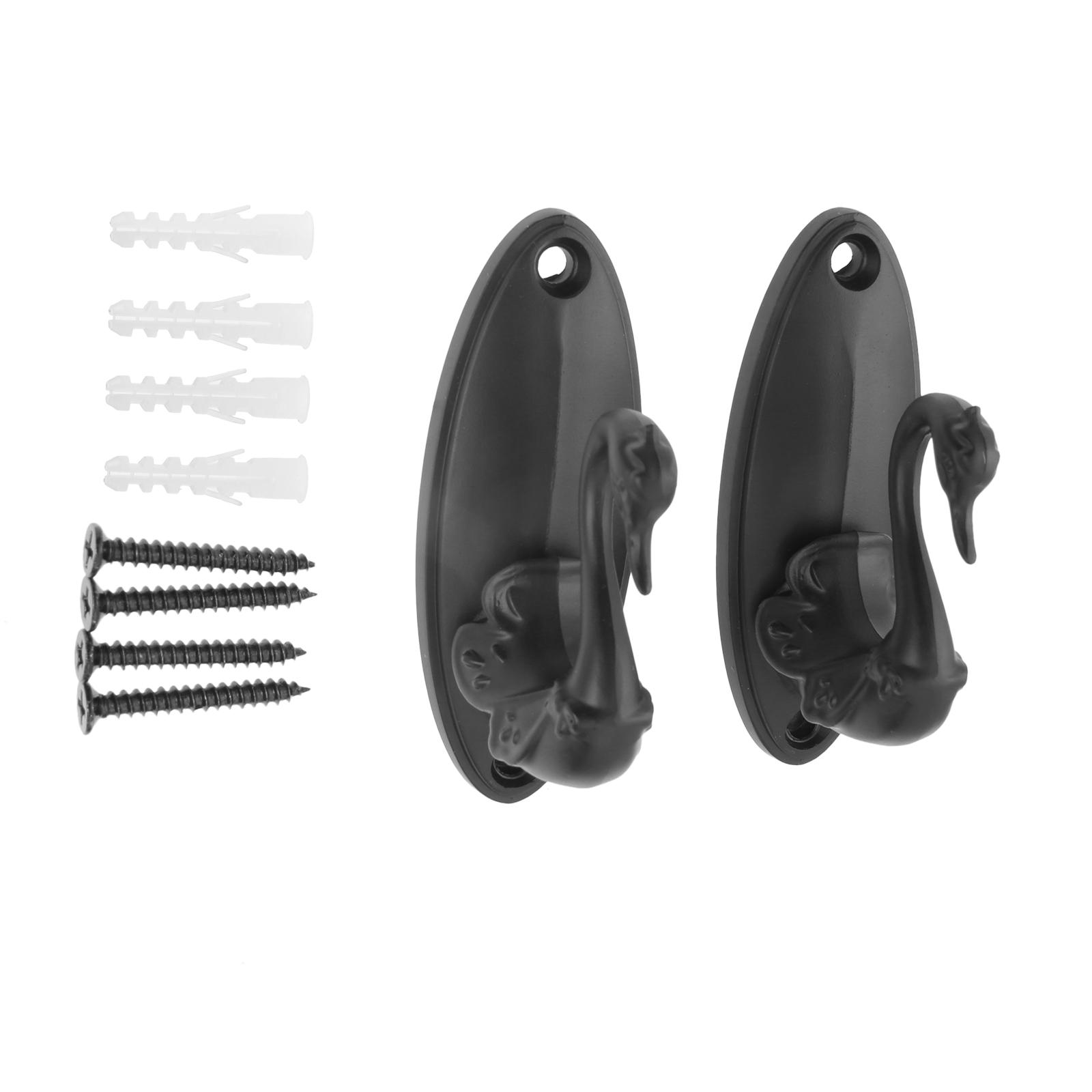 

2pcs Swan Style Curtain Tieback Hooks Curtain Holder Wall Mounted Hooks Hanger Storage Rack Support Bracket Household Bathroom чорний