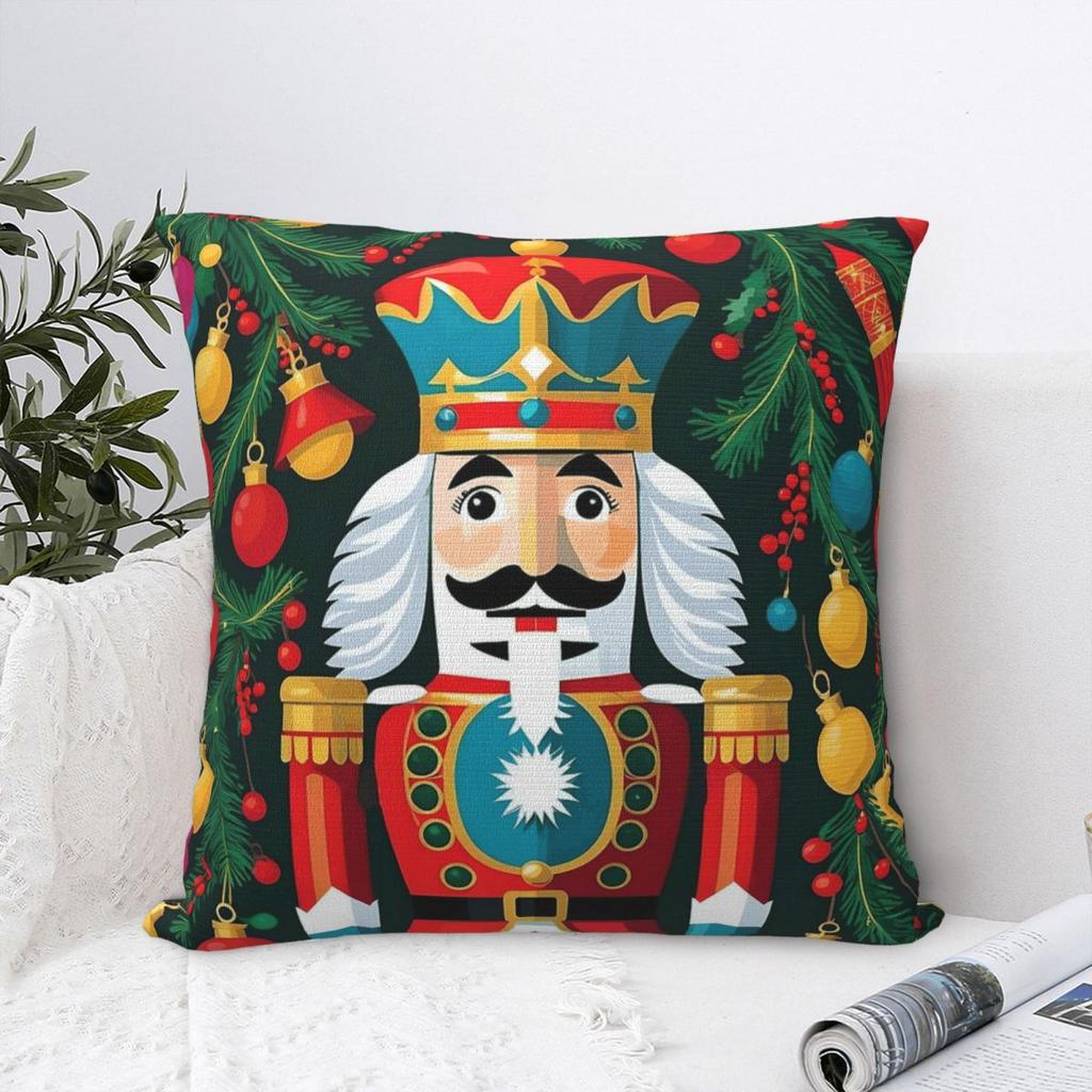 Merry Christmas Nutcracker King Pillowcase Printed Fabric Cushion Cover Gift Pillow Case Cover Home Square 45X45Cm