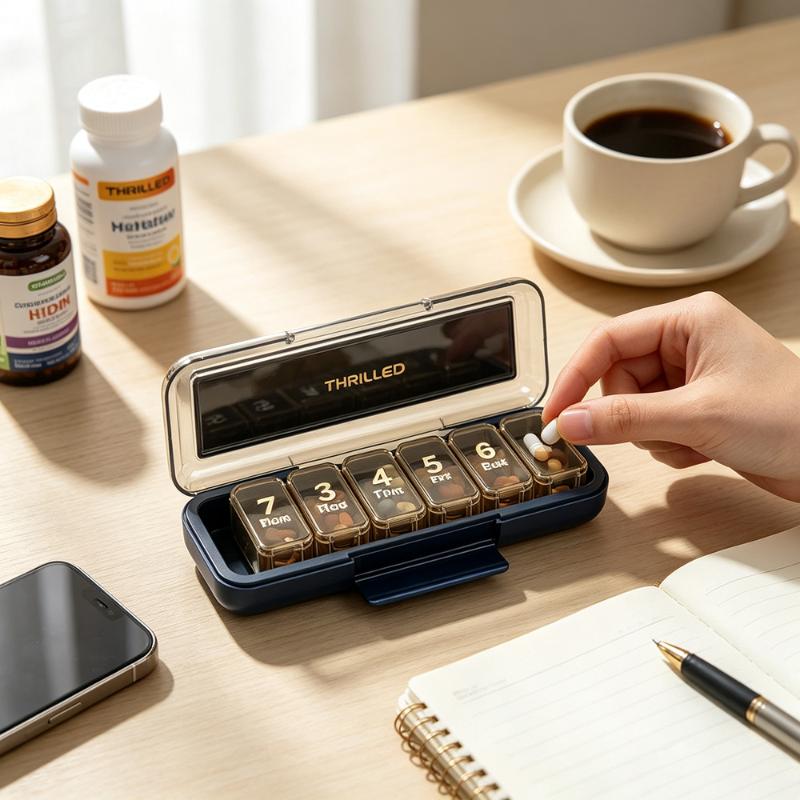7-Day 7-Compartment Pill Box Tightly Sealed Convenient To Carry Provides Individual Compartments Daily Medication Organization