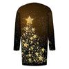 Cardigan feminino estampado de Natal com manga comprida e frente, blusa estampada e jaqueta leve