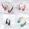 Trendy Asymmetric Colorful Pin Earrings With Rhinestones In Multiple Colors