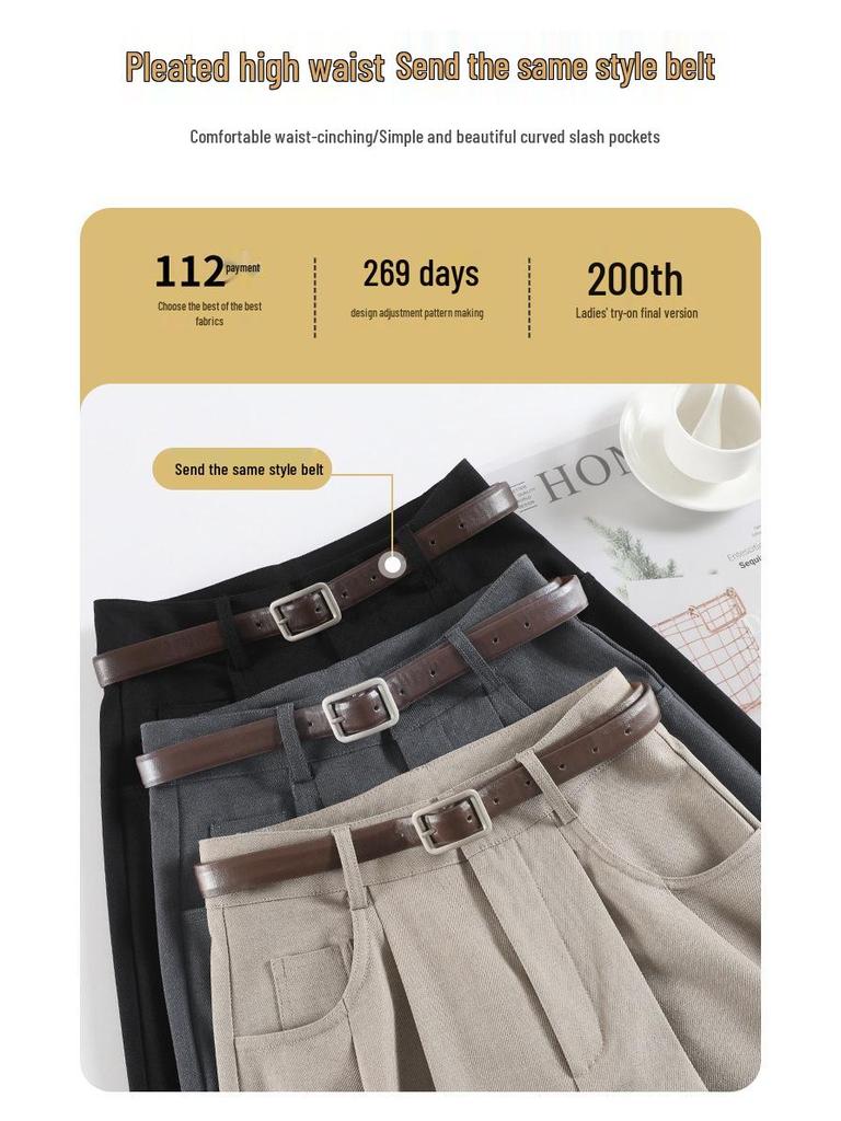Spring New Women's High-Waist Pants - Slim, Wide, or Straight Leg, Floor-Length Casuals