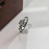 6Pcs Simple single zirconia ring with adjustable opening finger ring wedding accessory ring