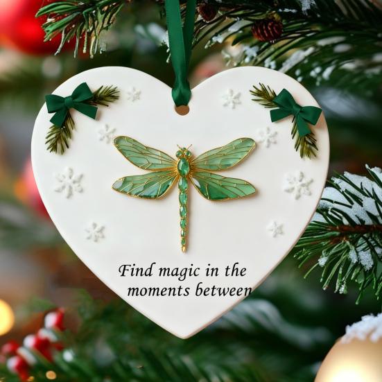 Heartfelt Inspirations Christmas Ornament Shell Reindeer Dragonfly Paw Feather Tulip Xmas Tree Hanging Heart Shape Decoration Holiday Party Pendant