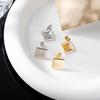 European Retro Geometric Square Stud Earrings - Elegant Metal Fashion for Women
